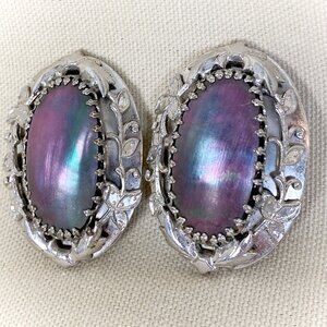 Vintage 1980s Whiting & Davis Filigree and Shell Statement Clip On Earrings